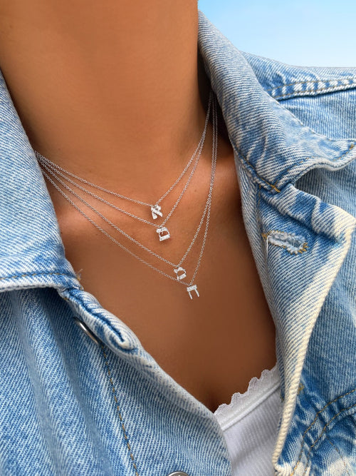 Gold and Diamond Hebrew Initial Charm