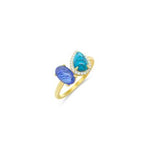 Toi et Moi: Yellow Gold Blue Tanzanite And Turquoise Ring