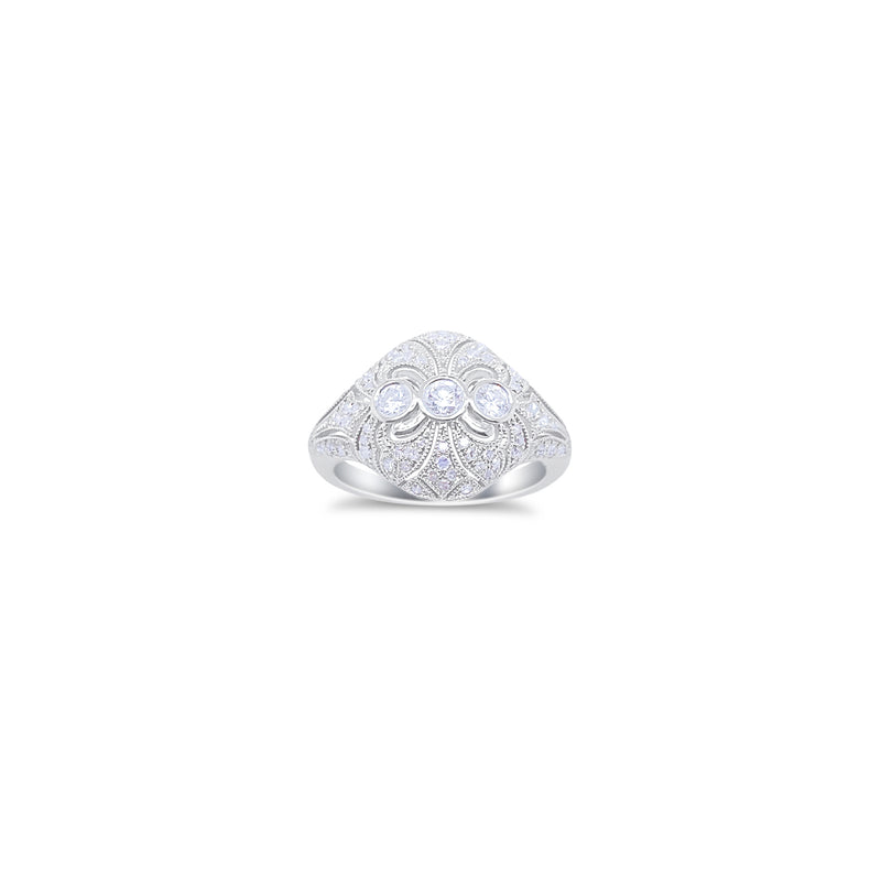 White Gold Antique Inspired Diamond Filigree Ring