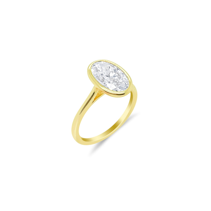 Yellow Gold Oval Diamond Ring: LAB GROWN 2.00