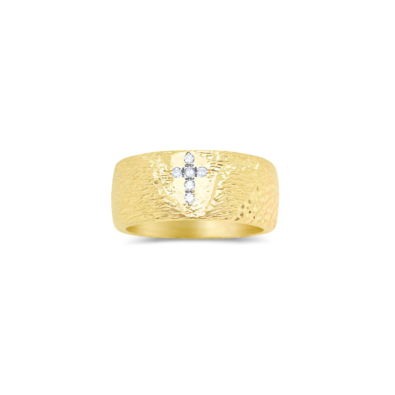 Yellow Gold Diamond Cross Ring