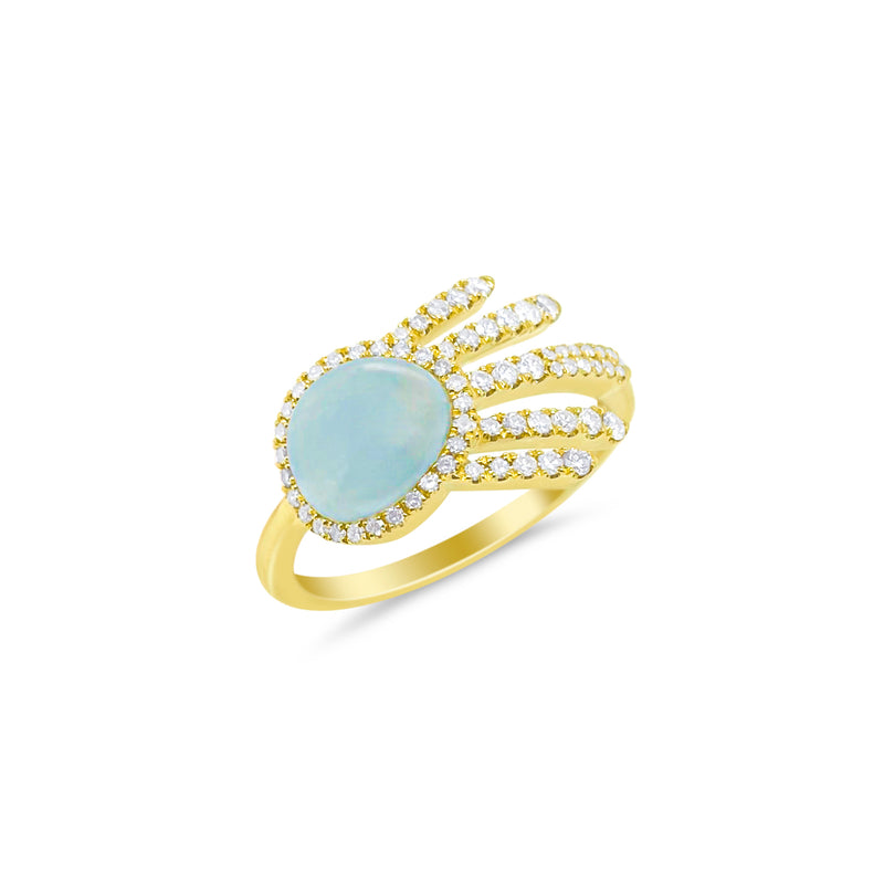 Yellow Gold Aquamarine Diamond Ray Ring