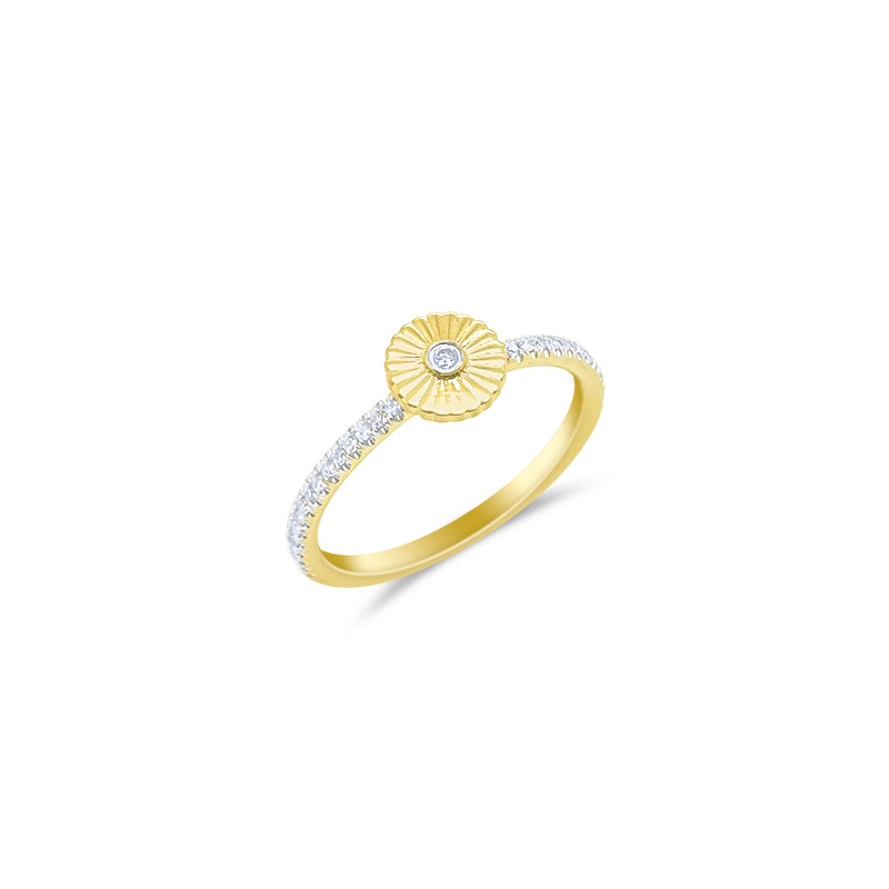 Brushed Gold Diamond Disc Ring