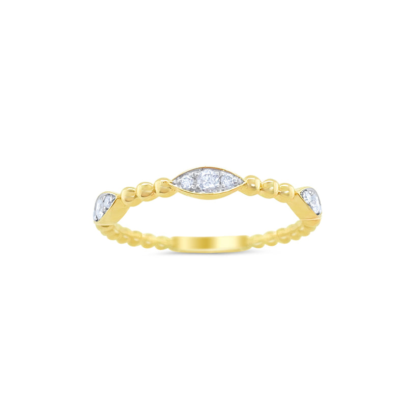 Yellow Gold Beaded Diamond Ring