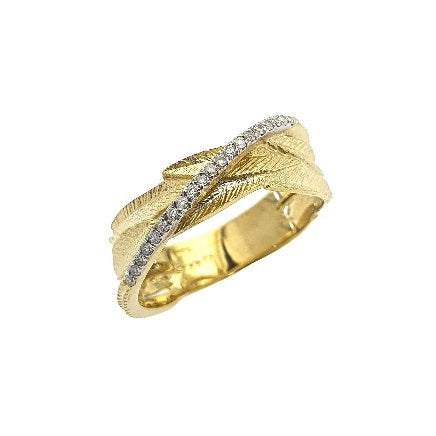 14kt Yellow Gold Leaf Ring with Diamonds