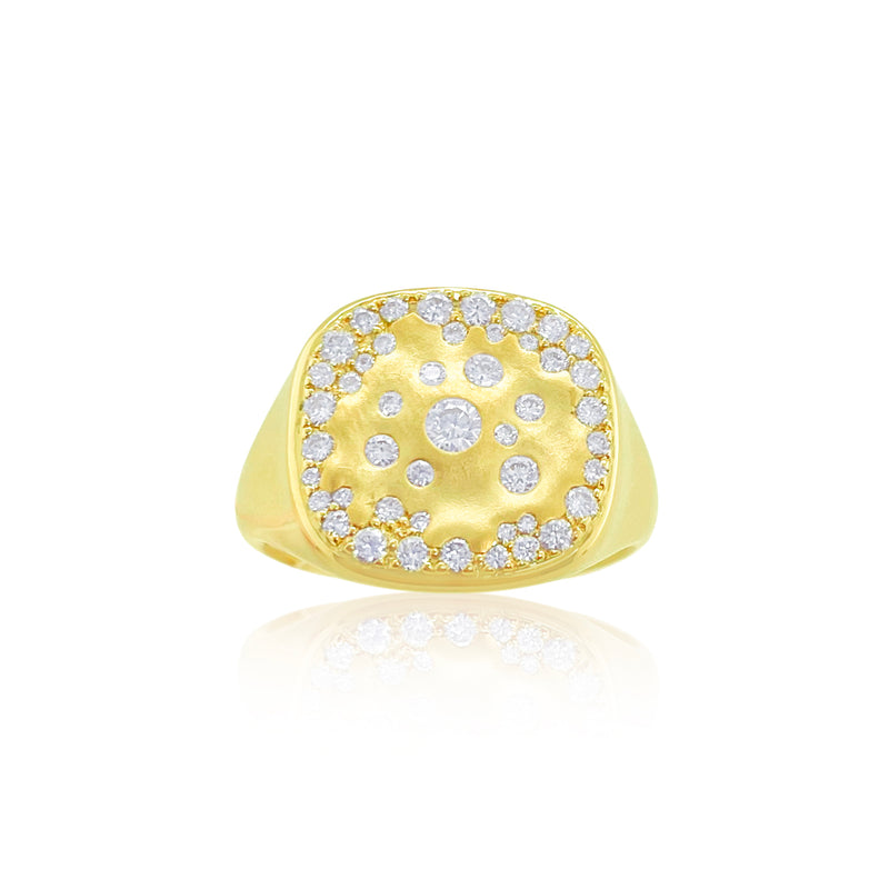Yellow Gold Diamond Encrusted Signet Ring