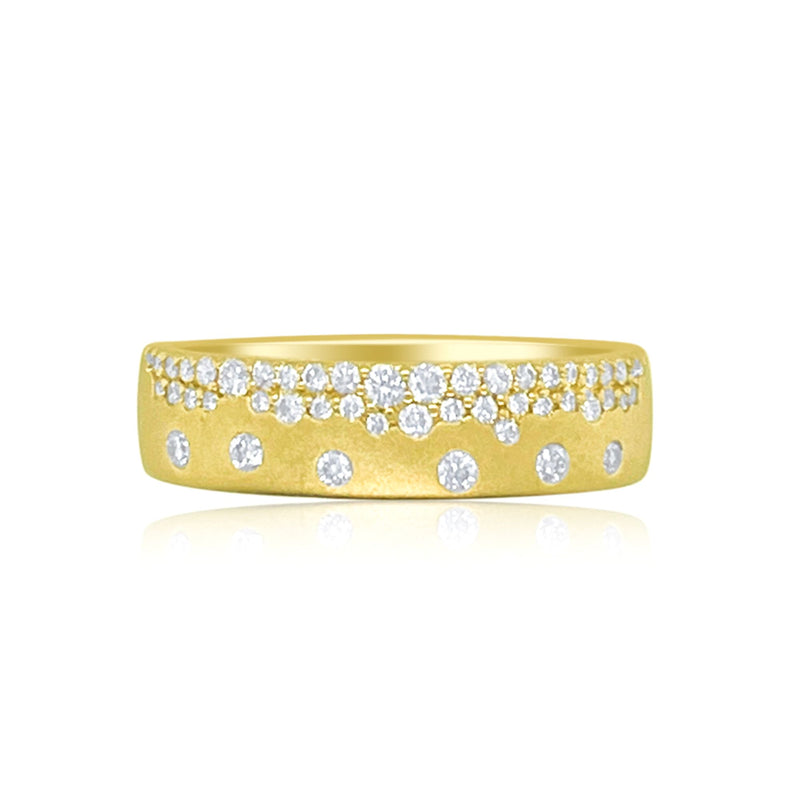 Brushed Yellow Gold Diamond Ring