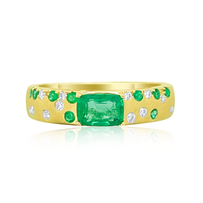 Yellow Gold Diamond and Emerald Ring