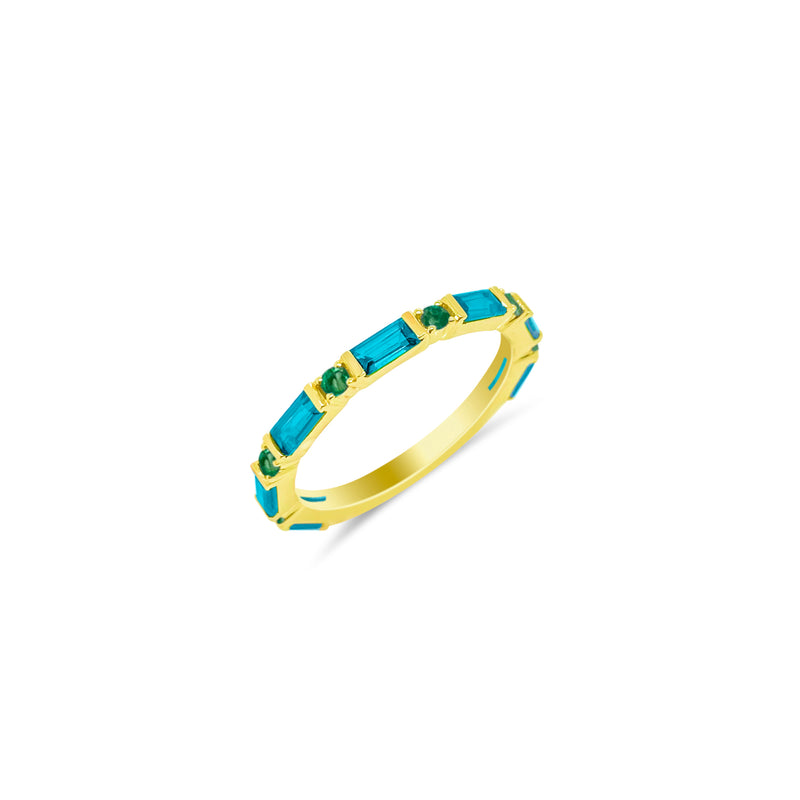 Yellow Gold Turquoise Emerald Ring- Online Exclusive