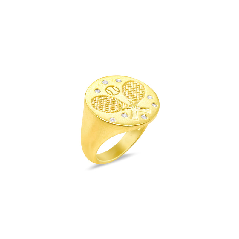 Yellow Silver Tennis Diamond Ring