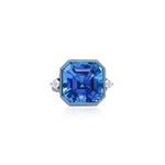 Silver Blue Topaz Diamond Ring