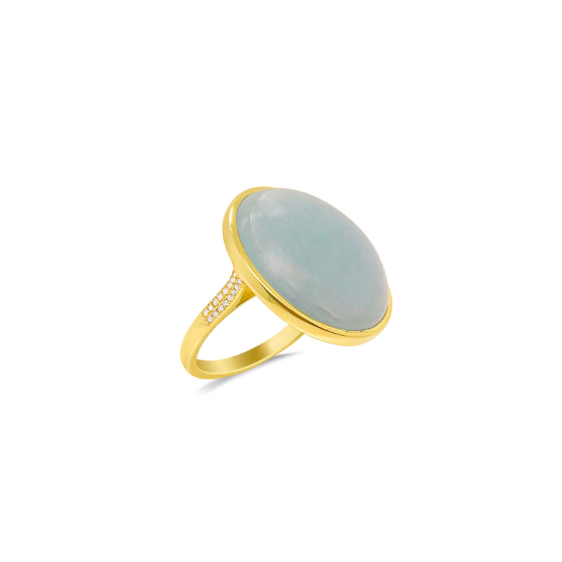 Silver Milky Aqua Ring