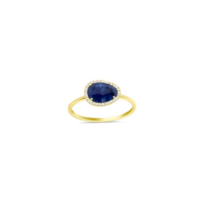 14kt Yellow Gold Blue Sapphire Diamond Ring