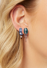 Blue Rhodium Fringe Huggies