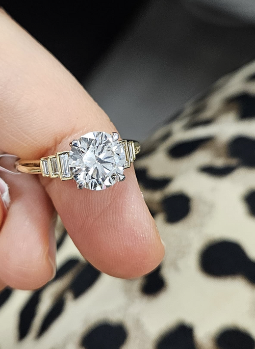 2.3 Carat Round Diamond Ring With Side Stones