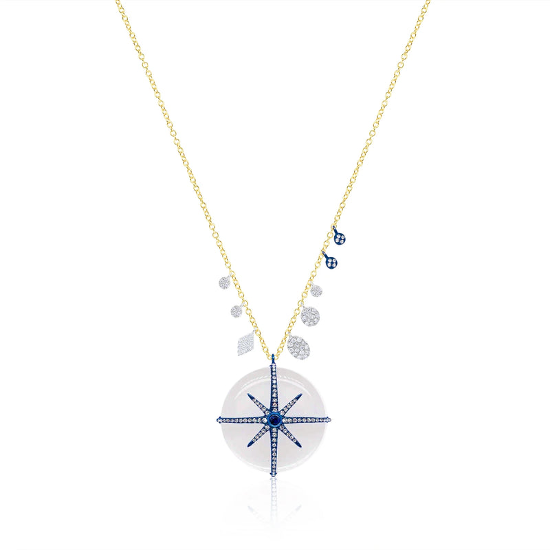 Yellow Gold Blue Prisim Necklaces