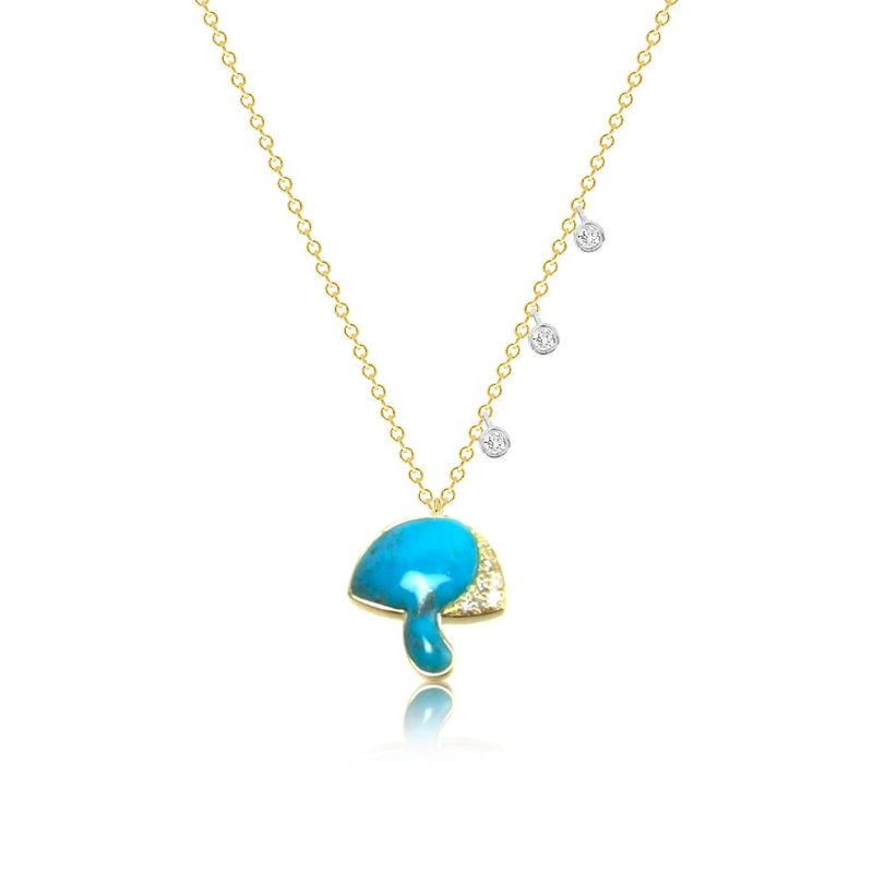 Yellow Gold Turquoise Diamond Necklace