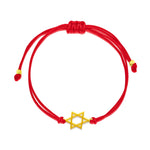 Dainty Gold Plated Jewish Star of David Bracelet on Red Chord
