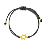 Dainty Gold Plated Jewish Star of David Bracelet on Black Chord