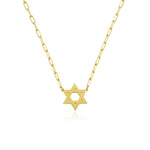 Paperclip Chain and Dainty Gold Plated Jewish Star of David Necklace