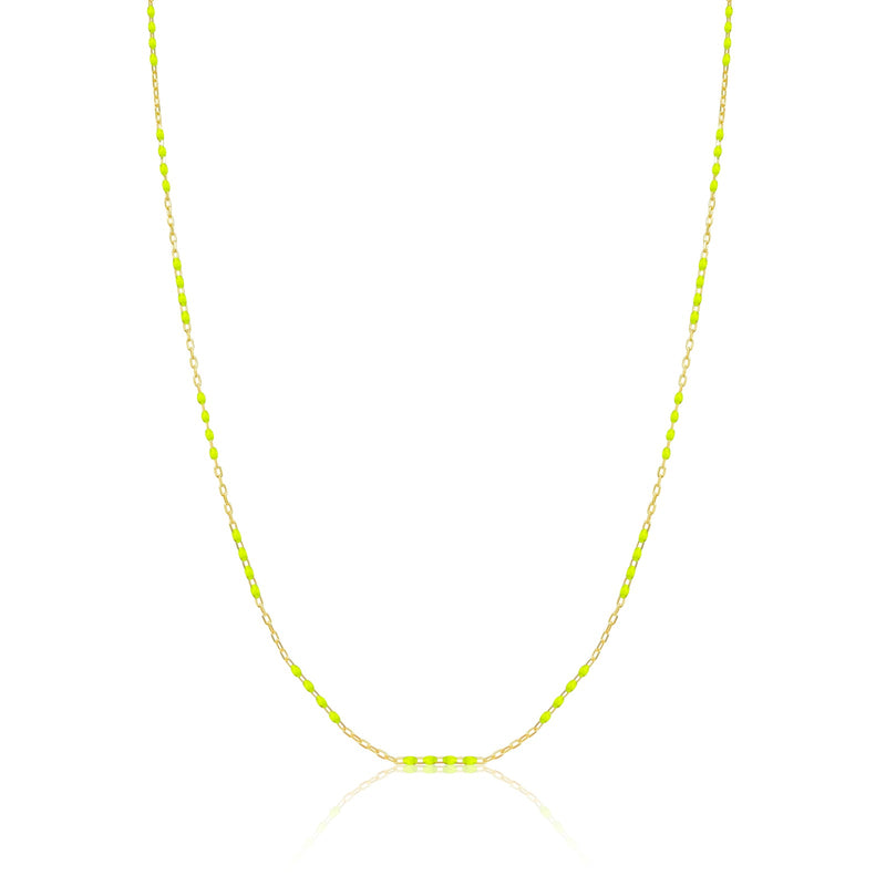 Yellow Enamel and Gold Chain
