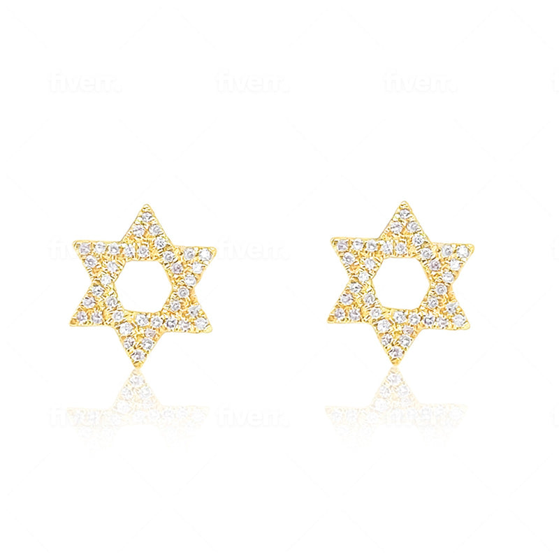 Diamond Star of David Stud