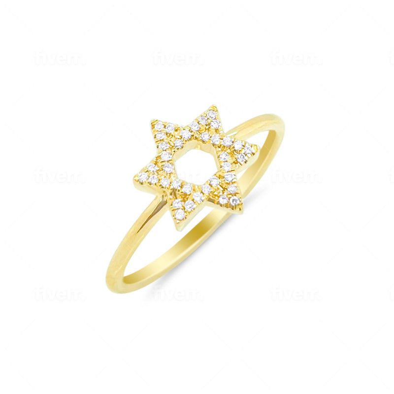 Diamond Star of David Ring