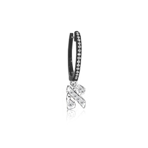 Space Black Hebrew Initial Earring