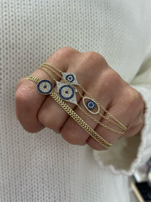 Evil Eye Bracelet with Blue Sapphires and Diamonds