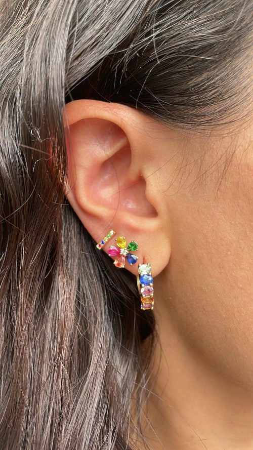 14kt Yellow Gold Rainbow Flower Studs