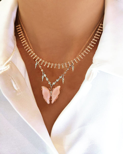 Pink Opal Butterfly Necklace
