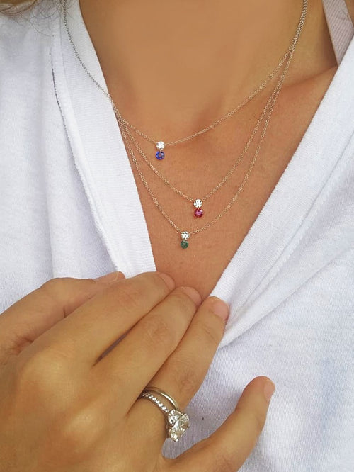 Drilled Diamond and Ruby Necklace