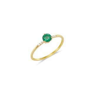 Yellow Gold Emerald and Diamond Ring