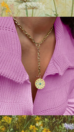 Yellow Gold and Multicolor Evil Eye Medallion