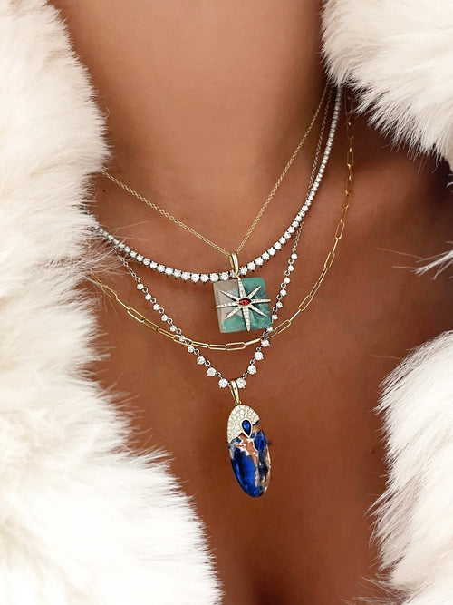 Sodalite and Blue Sapphire Charm