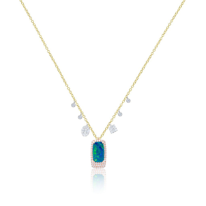 Three Tone Opal Diamond Necklace