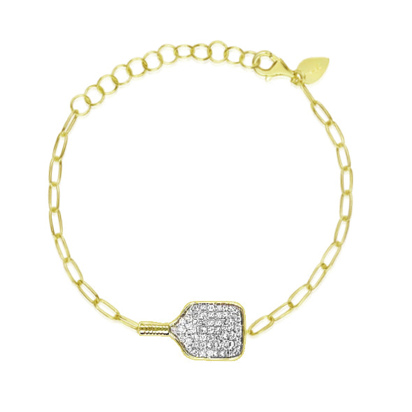 14k gold and Diamonds Pickleball Bracelet
