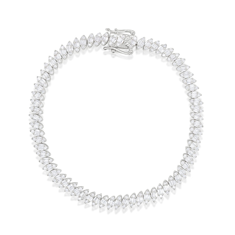White Gold 3 Carat Marquise Tennis Bracelet