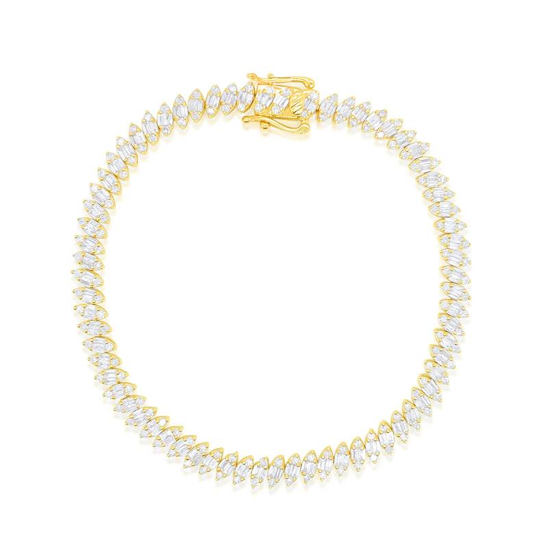 Yellow Gold 3 Carat Marquise Tennis Bracelet