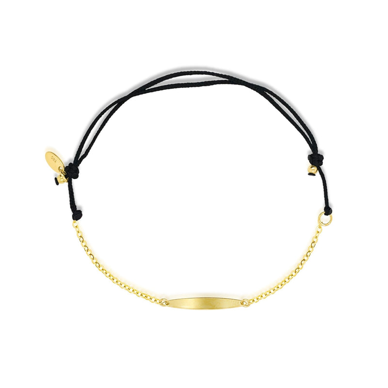 Black Chord and Yellow Gold Bar Bracelet *Boutique Exclusive*