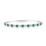 White Gold Emerald and Diamond Bangle