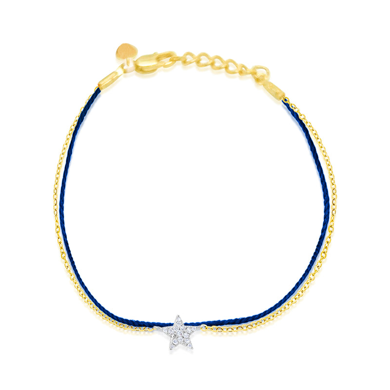 Silver and Gold Diamond Star Bracelet