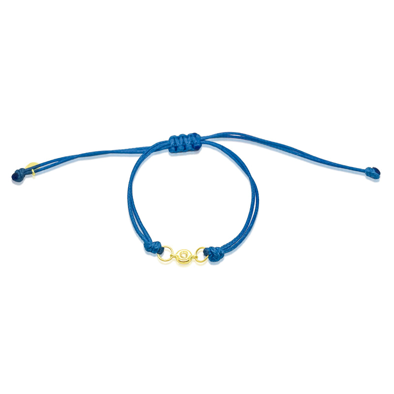 Blue .04 Ct Bezel Cord Bracelet