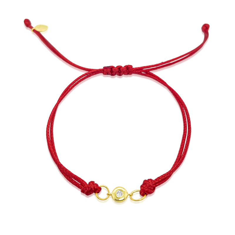 Red .04 Ct Bezel Cord Bracelet