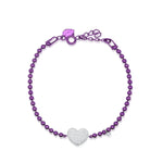 Groovy Purple Diamond Heart Silver and Gold