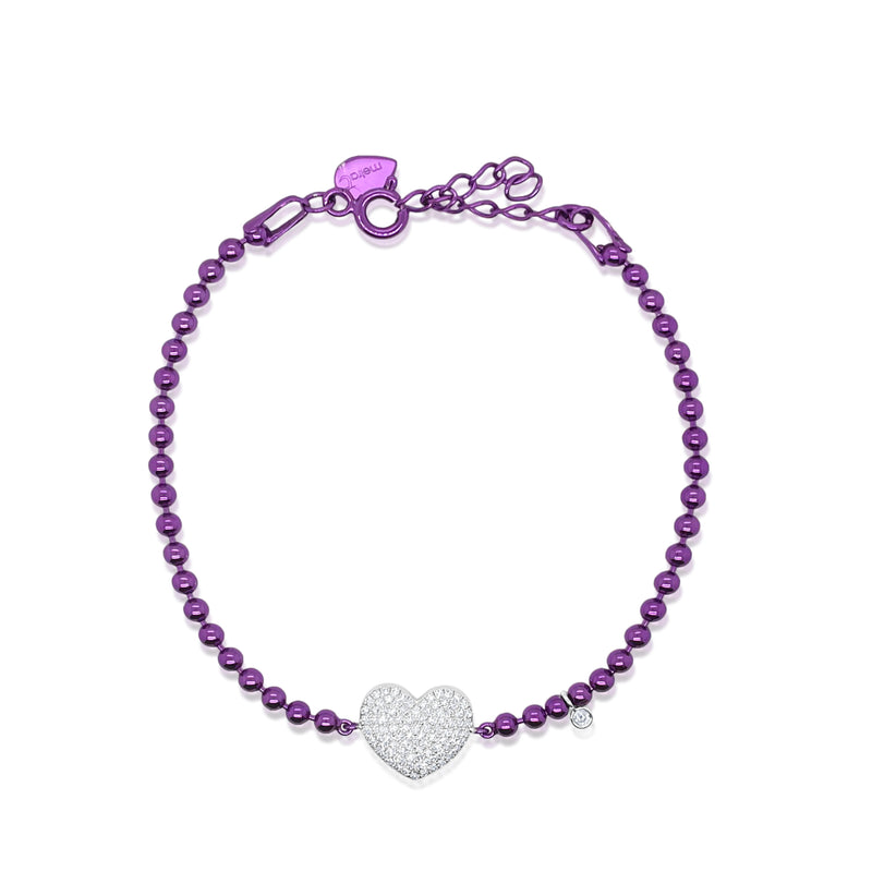 Groovy Purple Diamond Heart Silver and Gold