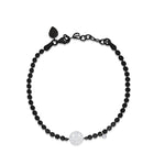 Space Black Silver and White Gold Diamond Smiley Face Bracelet