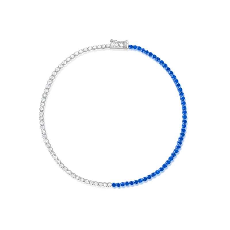 Tennis Bracelet Half Diamond and Half Saphire