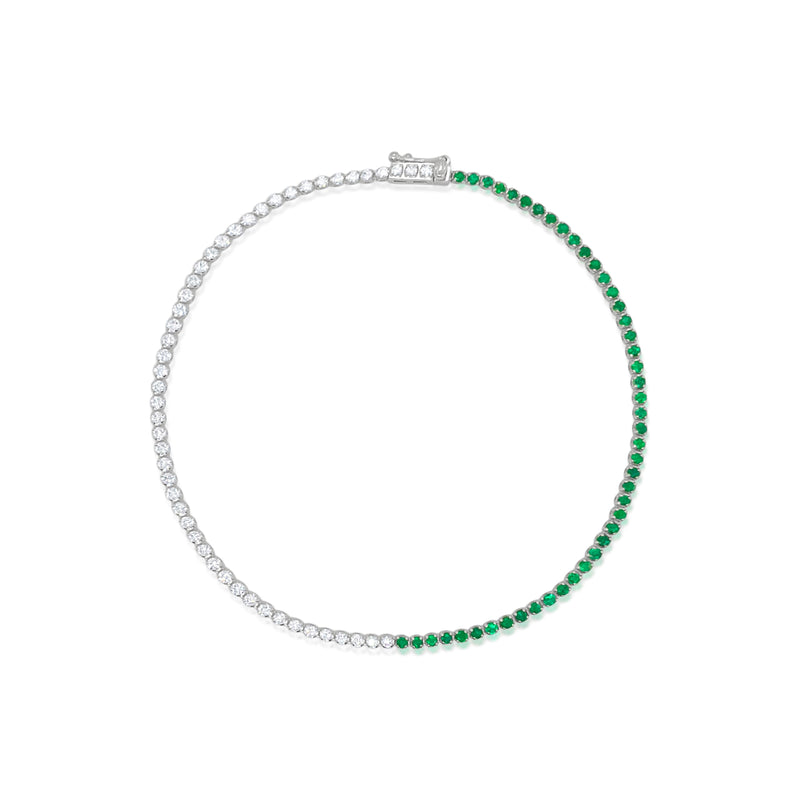 Emerald and Diamond Half and Half Tennis Bracelet