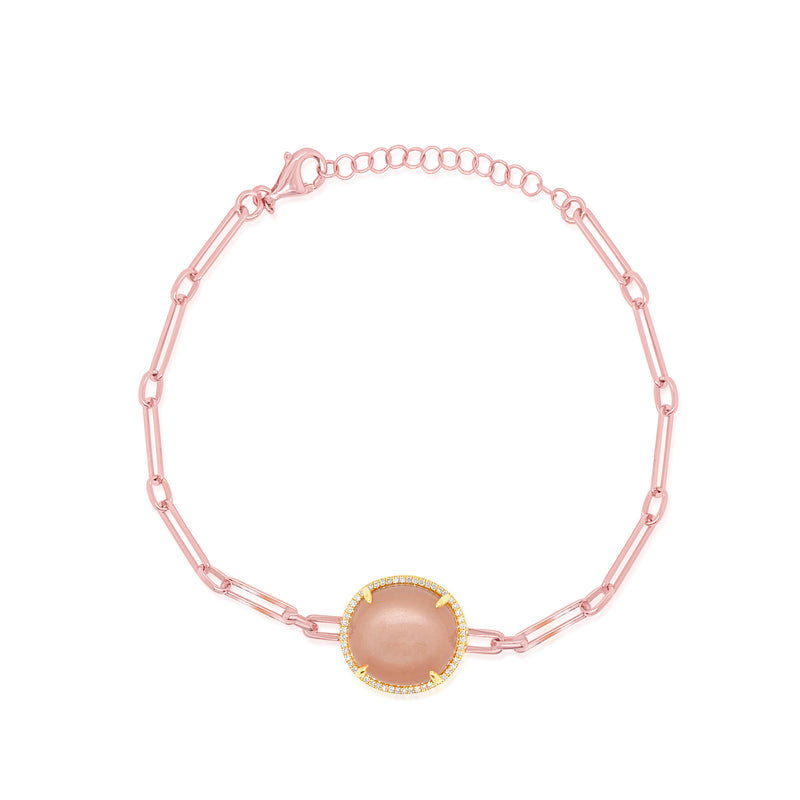Silver and Diamond Pink Prisim Rhodium Bracelet